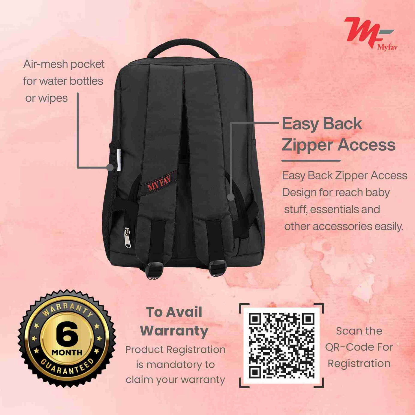 MY FAV Stylish Multipurpose Diaper Bag Waterproof Travel Backpack for Moms with Newborns - Ideal for Baby Essentials, Fashionable and Functional