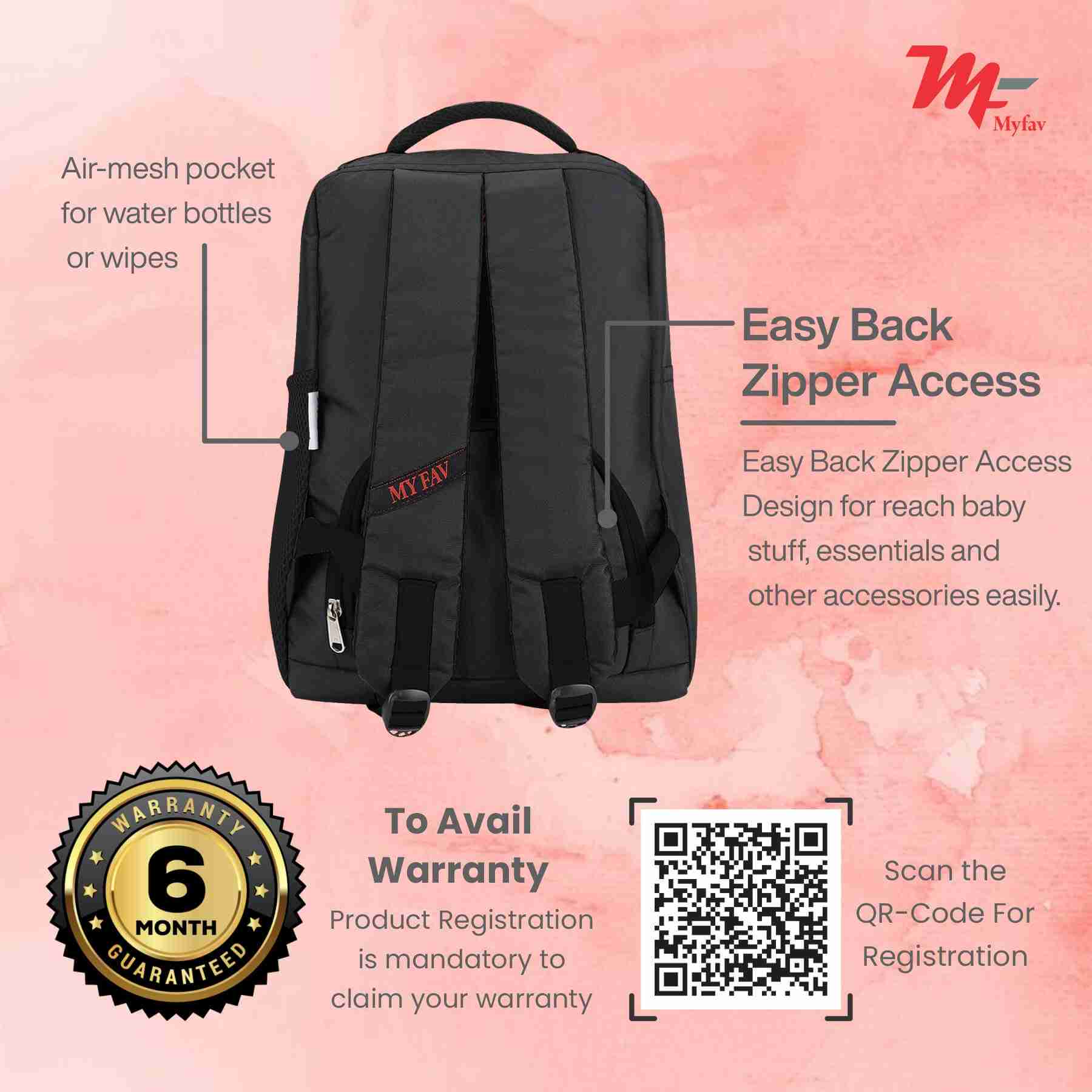 MY FAV Stylish Multipurpose Diaper Bag Waterproof Travel Backpack for Moms with Newborns - Ideal for Baby Essentials, Fashionable and Functional
