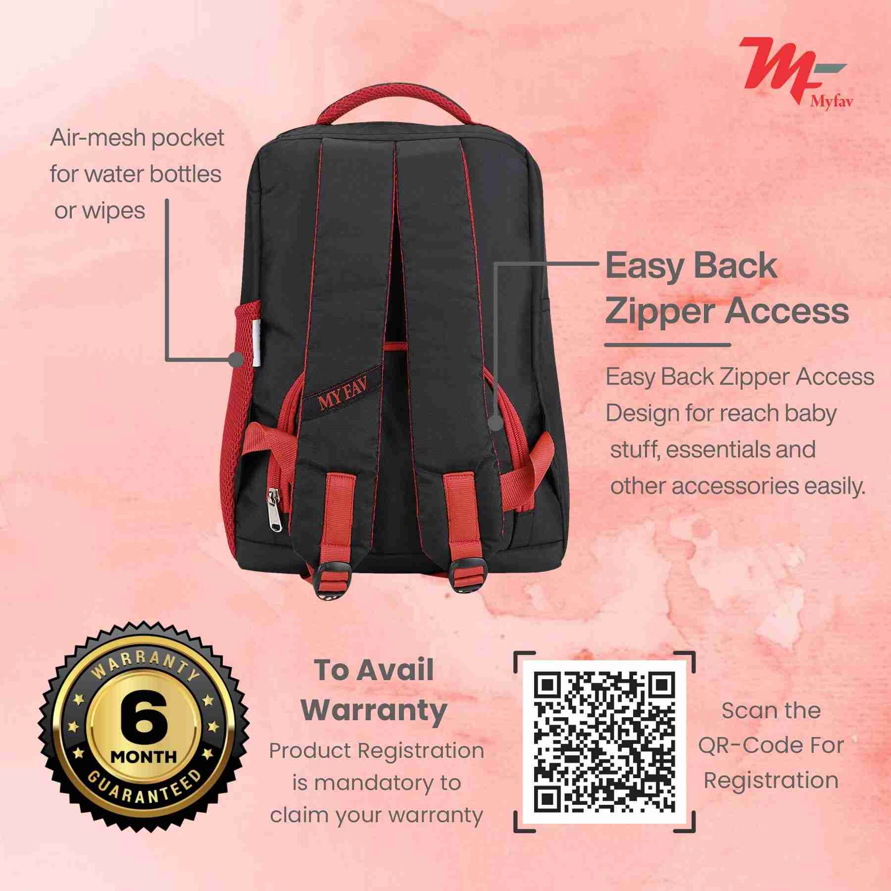MY FAV Stylish Multipurpose Diaper Bag Waterproof Travel Backpack for Moms with Newborns - Ideal for Baby Essentials, Fashionable and Functional