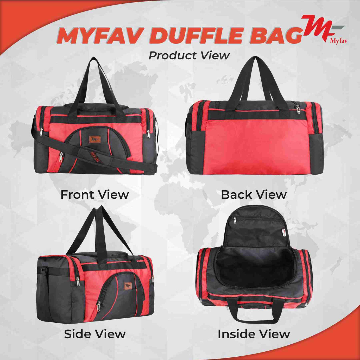 MY FAV Travel Polyester Duffle Bag for Men and Women, Sports, Gym, Outdoor Weekend Bag with Accessories Compartments Waterproof Duffle Bag - 44 litres Capacity