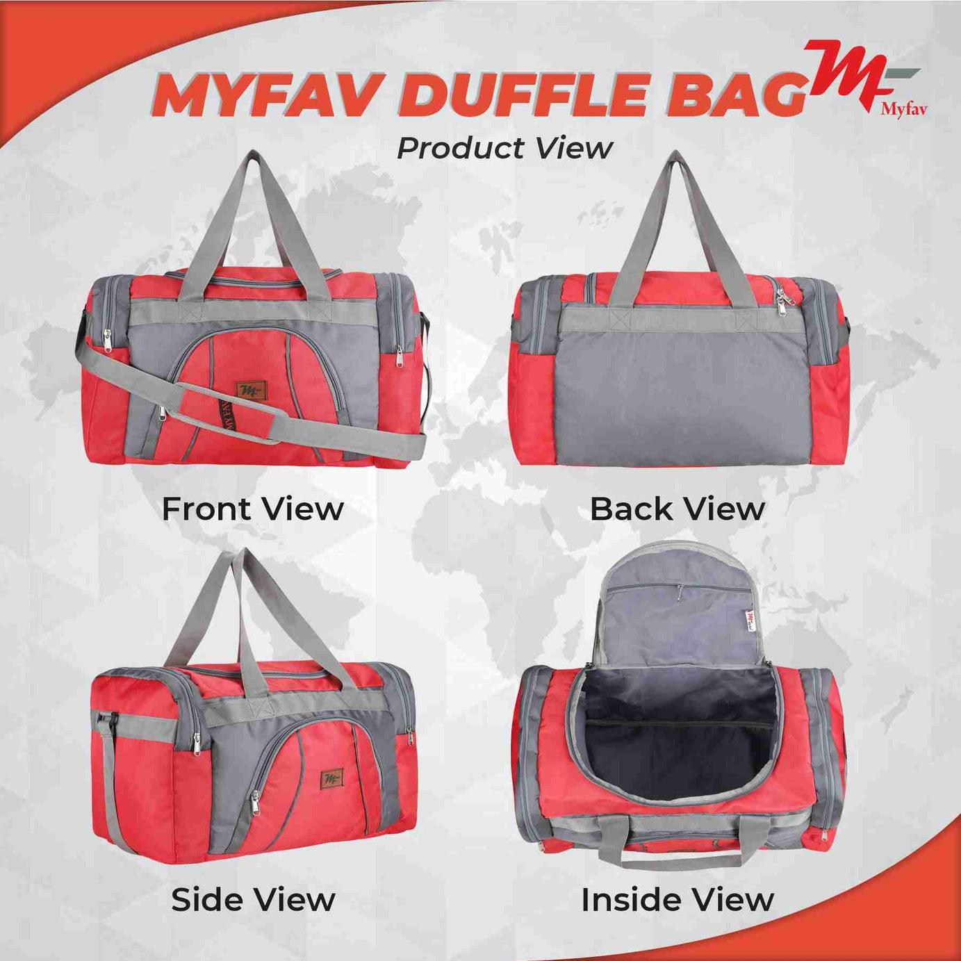 MY FAV Travel Polyester Duffle Bag for Men and Women, Sports, Gym, Outdoor Weekend Bag with Accessories Compartments Waterproof Duffle Bag - 44 litres Capacity