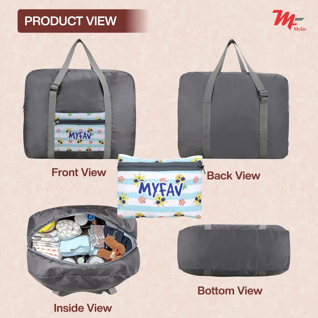 MY FAV Printed Foldable Travel Bag with Adjustable Buckels & Smooth Zipper Lightweight Waterproof Carry on Luggage Duffel Bags for Travelling Sports (6 Month Warranty)