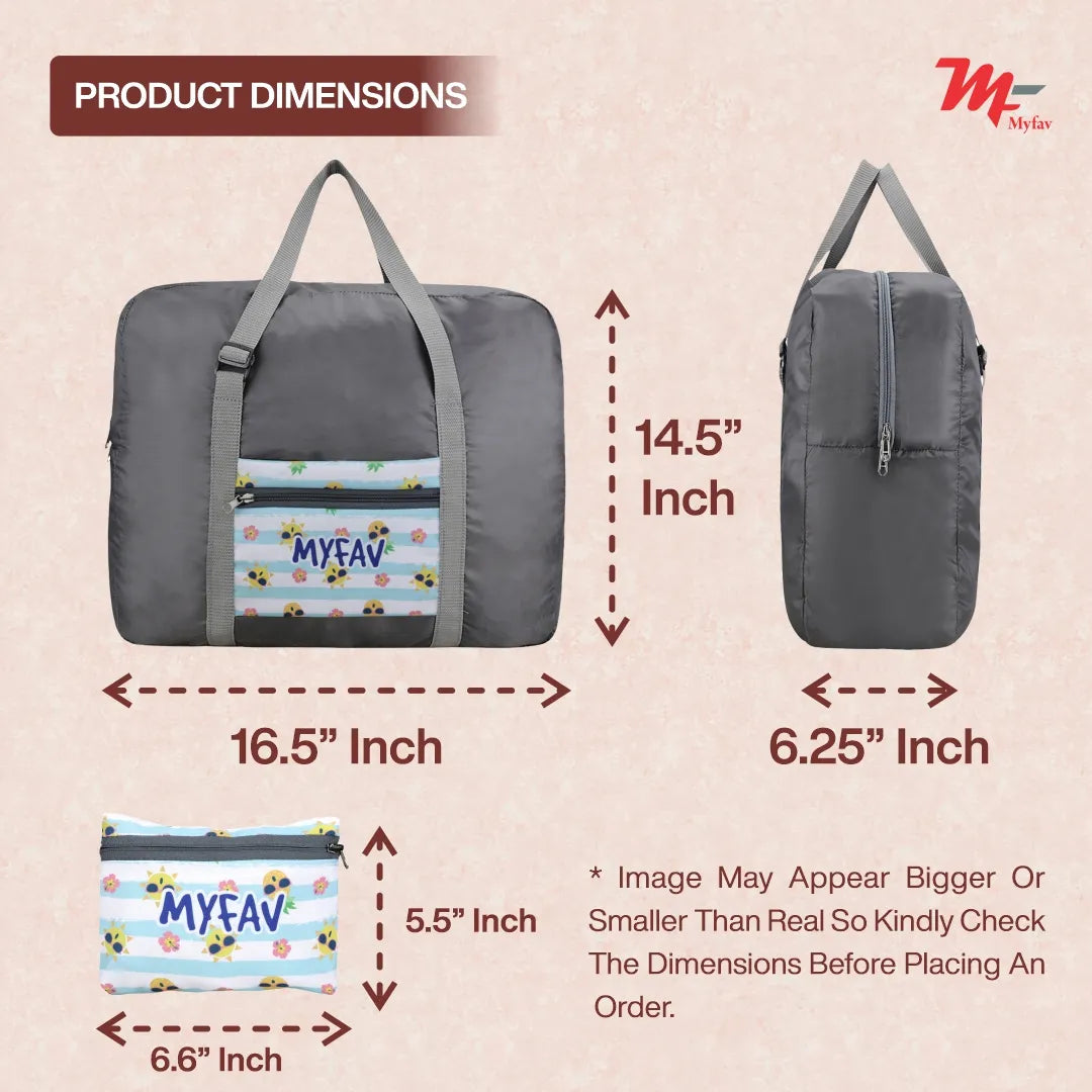 MY FAV Printed Foldable Travel Bag with Adjustable Buckels & Smooth Zipper Lightweight Waterproof Carry on Luggage Duffel Bags for Travelling Sports (6 Month Warranty)