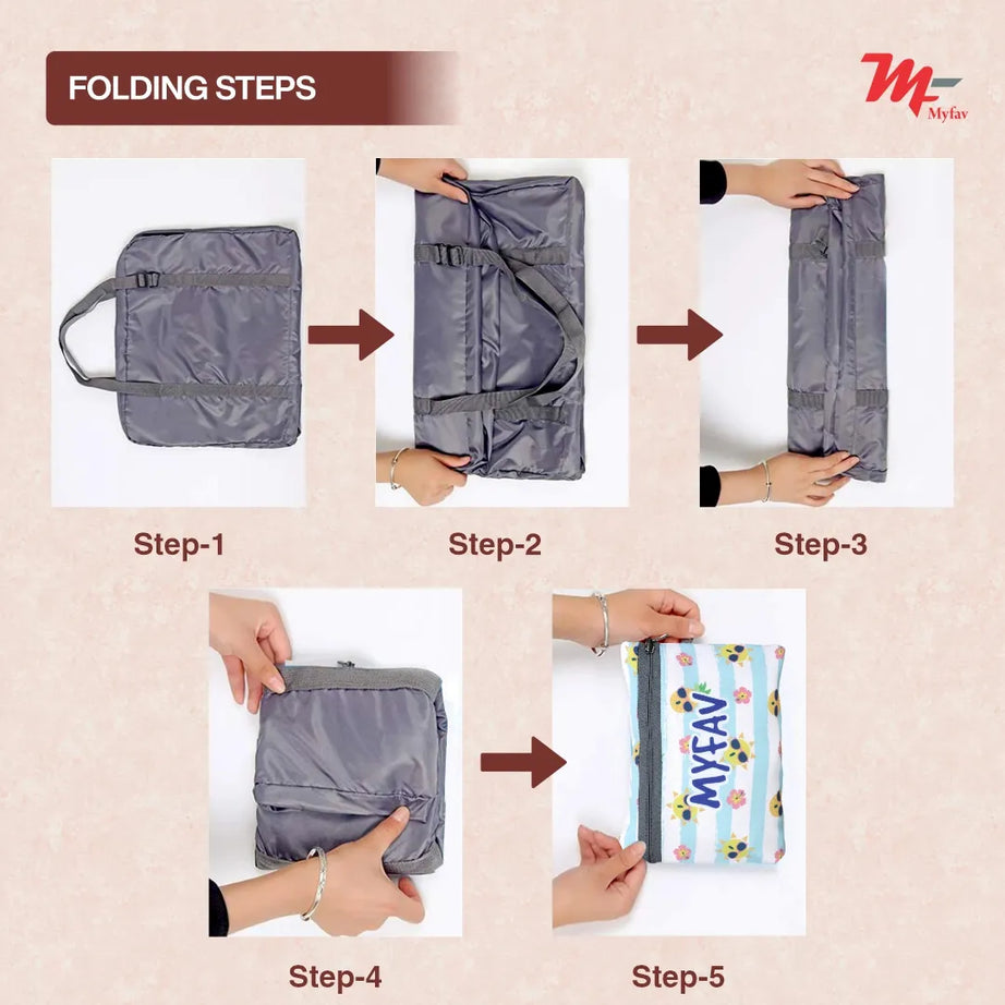 MY FAV Printed Foldable Travel Bag with Adjustable Buckels & Smooth Zipper Lightweight Waterproof Carry on Luggage Duffel Bags for Travelling Sports (6 Month Warranty)