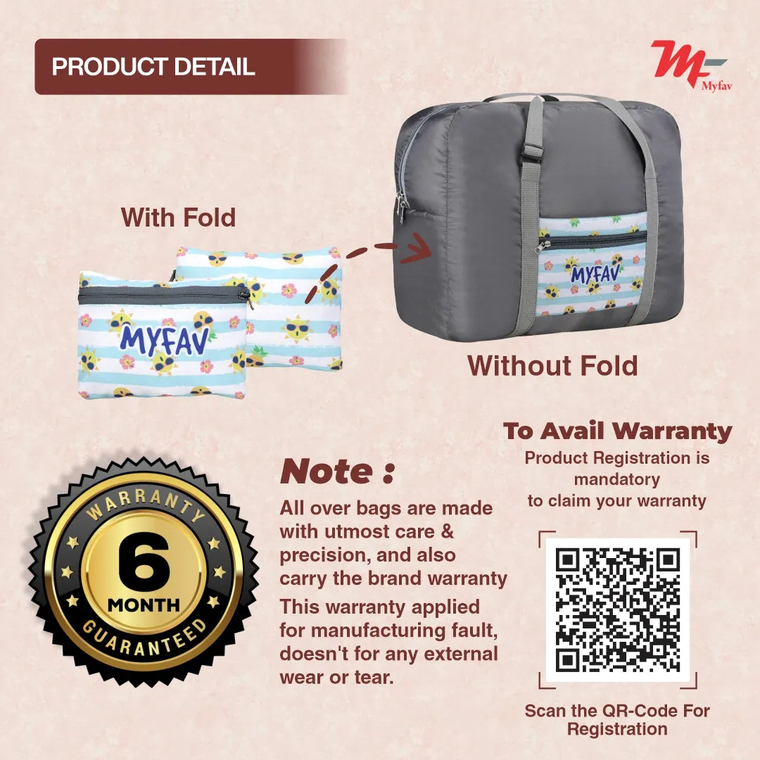 MY FAV Printed Foldable Travel Bag with Adjustable Buckels & Smooth Zipper Lightweight Waterproof Carry on Luggage Duffel Bags for Travelling Sports (6 Month Warranty)