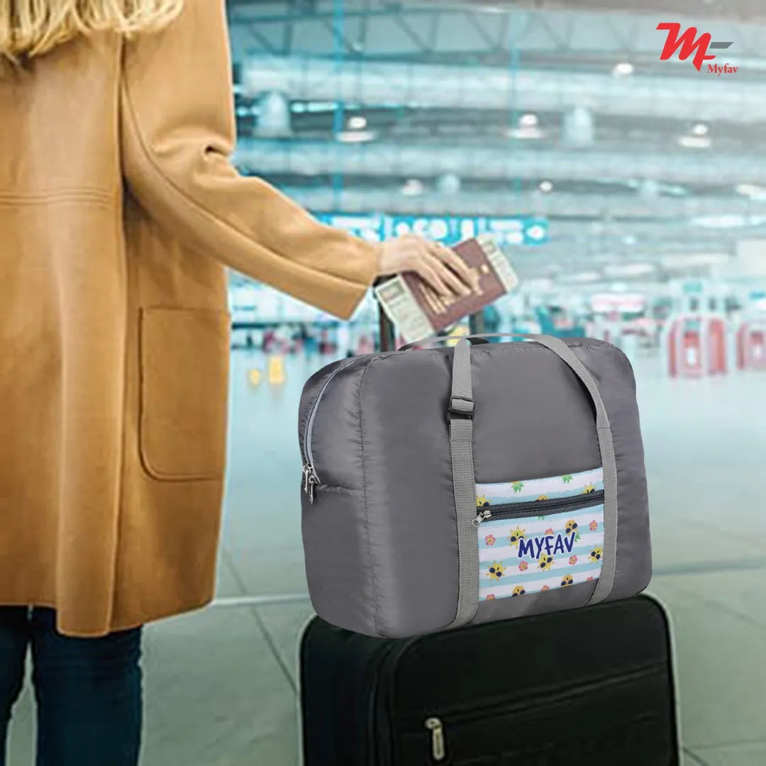 MY FAV Printed Foldable Travel Bag with Adjustable Buckels & Smooth Zipper Lightweight Waterproof Carry on Luggage Duffel Bags for Travelling Sports (6 Month Warranty)