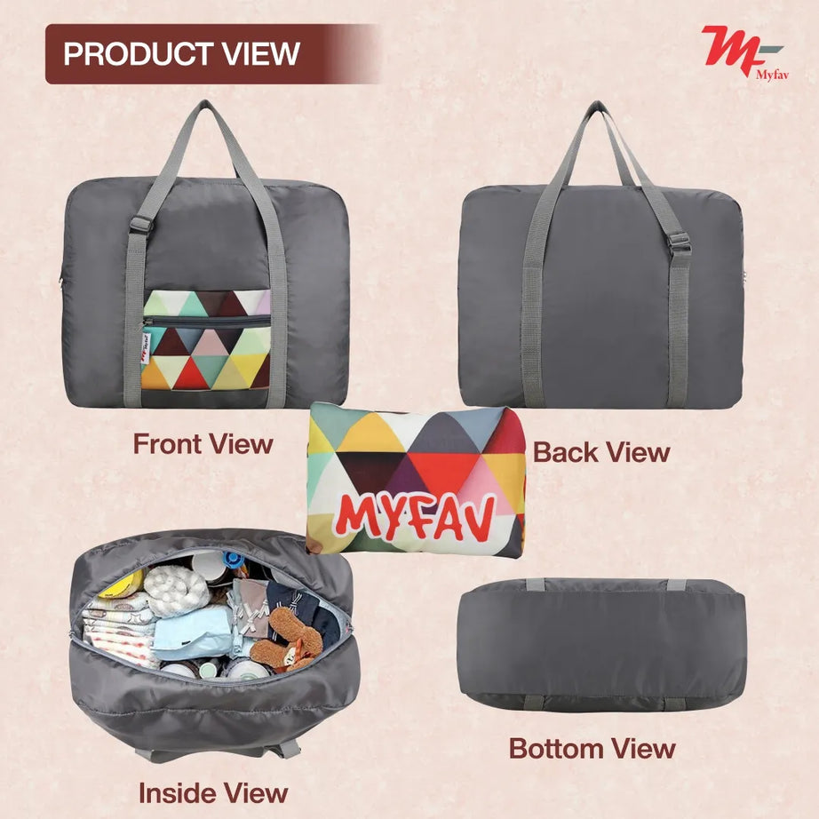 MY FAV Printed Foldable Travel Bag with Adjustable Buckels & Smooth Zipper Lightweight Waterproof Carry on Luggage Duffel Bags for Travelling Sports (6 Month Warranty)