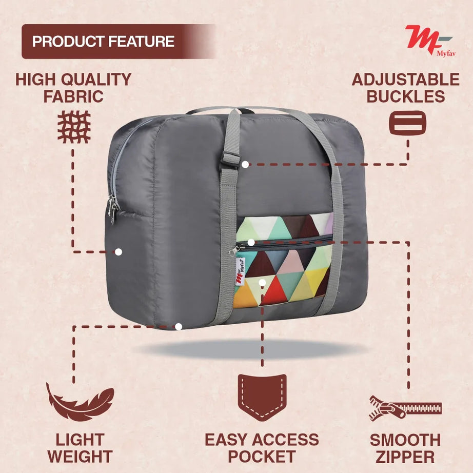 MY FAV Printed Foldable Travel Bag with Adjustable Buckels & Smooth Zipper Lightweight Waterproof Carry on Luggage Duffel Bags for Travelling Sports (6 Month Warranty)