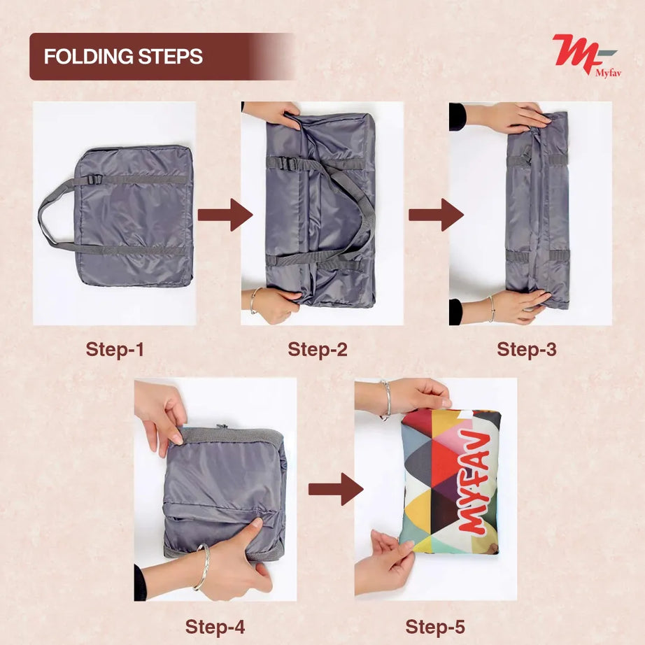 MY FAV Printed Foldable Travel Bag with Adjustable Buckels & Smooth Zipper Lightweight Waterproof Carry on Luggage Duffel Bags for Travelling Sports (6 Month Warranty)