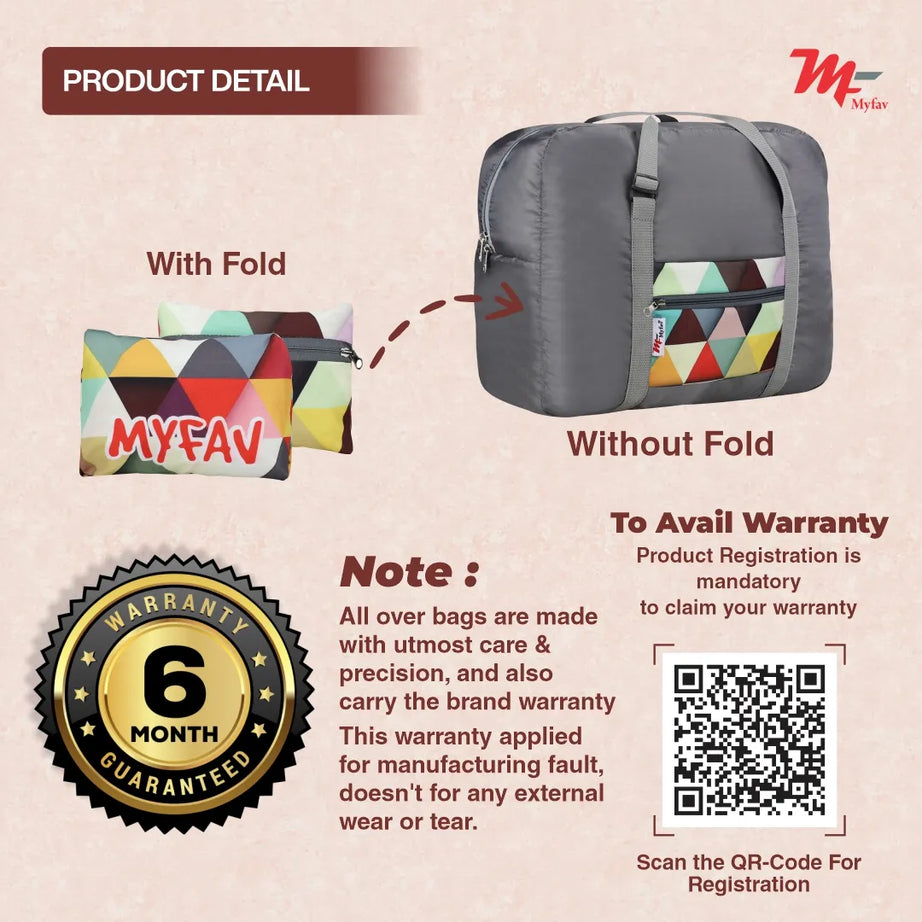 MY FAV Printed Foldable Travel Bag with Adjustable Buckels & Smooth Zipper Lightweight Waterproof Carry on Luggage Duffel Bags for Travelling Sports (6 Month Warranty)