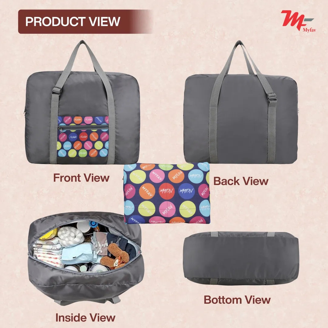 MY FAV Printed Foldable Travel Bag with Adjustable Buckels & Smooth Zipper Lightweight Waterproof Carry on Luggage Duffel Bags for Travelling Sports (6 Month Warranty)