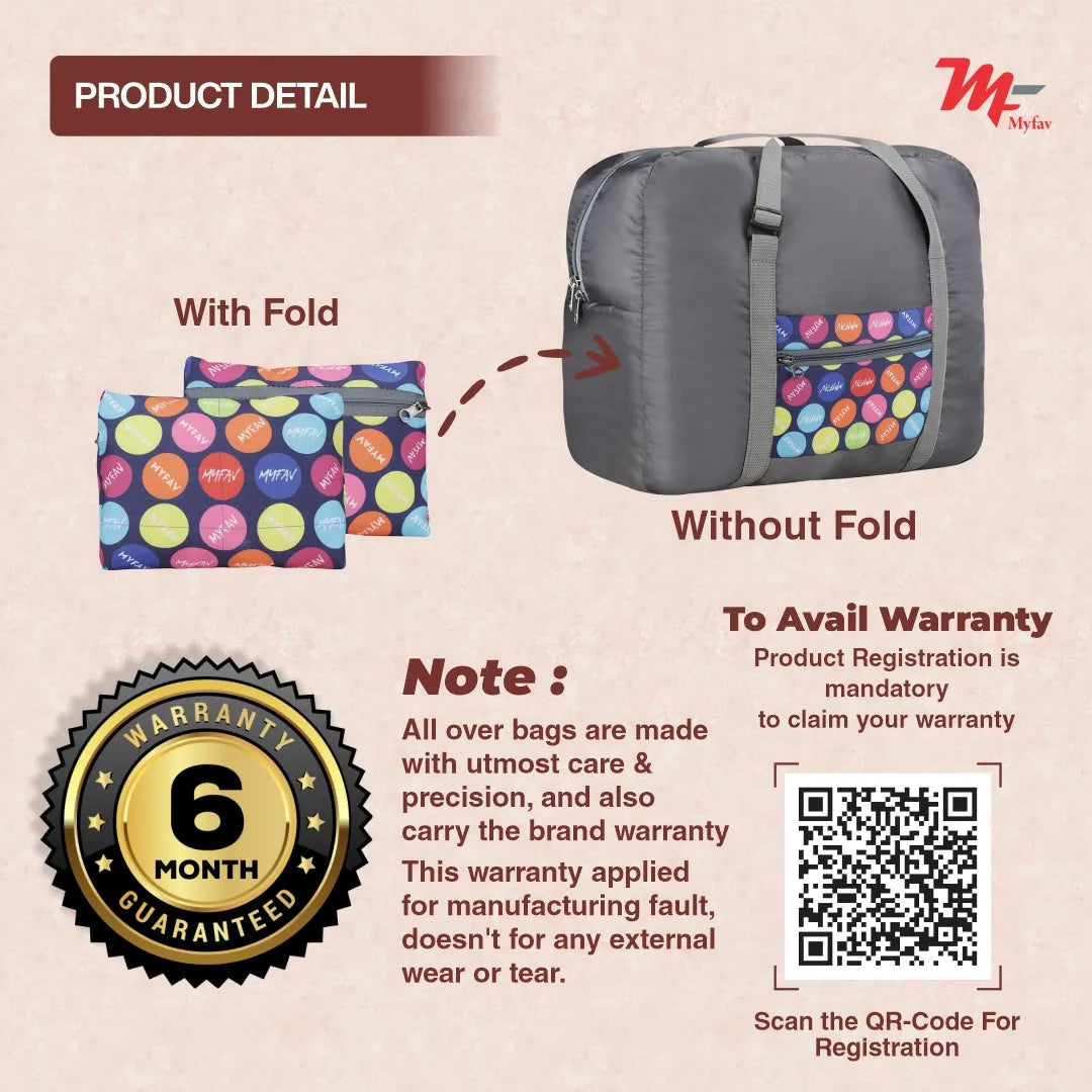 MY FAV Printed Foldable Travel Bag with Adjustable Buckels & Smooth Zipper Lightweight Waterproof Carry on Luggage Duffel Bags for Travelling Sports (6 Month Warranty)