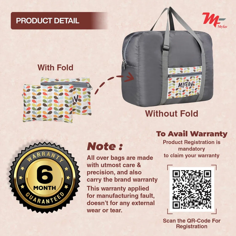 MY FAV Printed Foldable Travel Bag with Adjustable Buckels & Smooth Zipper Lightweight Waterproof Carry on Luggage Duffel Bags for Travelling Sports (6 Month Warranty)