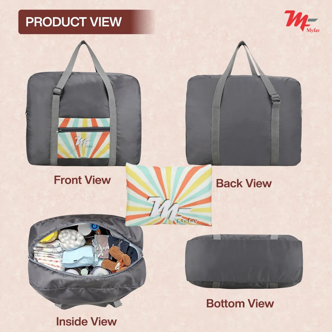 MY FAV Printed Foldable Travel Bag with Adjustable Buckels & Smooth Zipper Lightweight Waterproof Carry on Luggage Duffel Bags for Travelling Sports (6 Month Warranty)