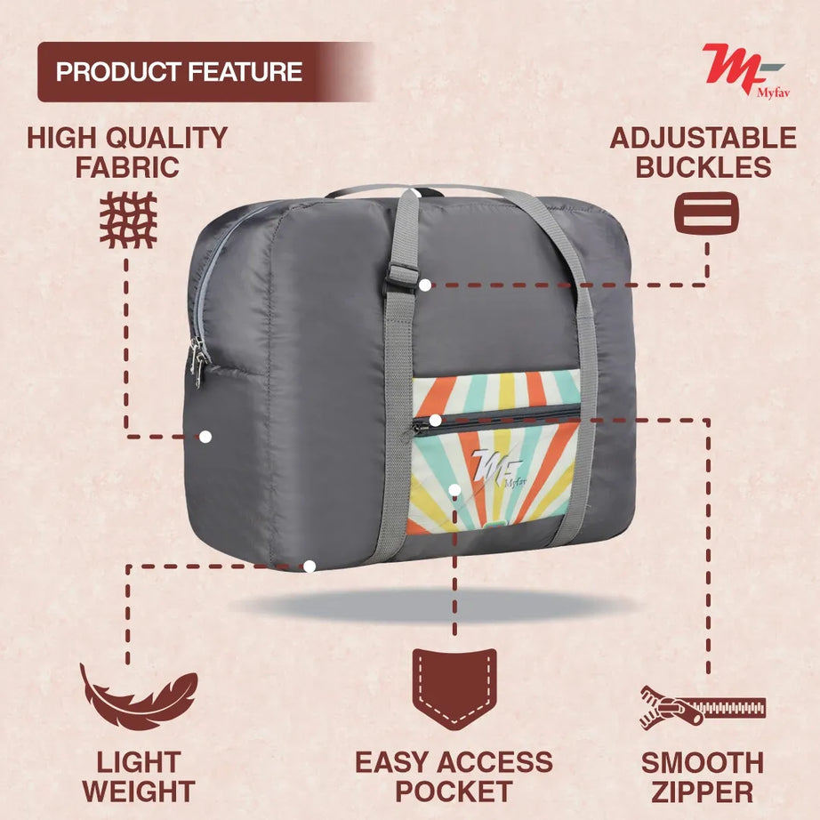 MY FAV Printed Foldable Travel Bag with Adjustable Buckels & Smooth Zipper Lightweight Waterproof Carry on Luggage Duffel Bags for Travelling Sports (6 Month Warranty)