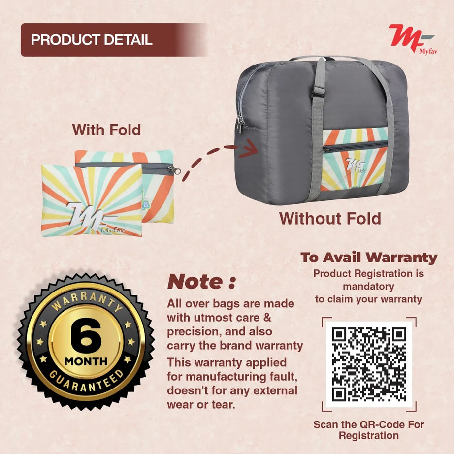 MY FAV Printed Foldable Travel Bag with Adjustable Buckels & Smooth Zipper Lightweight Waterproof Carry on Luggage Duffel Bags for Travelling Sports (6 Month Warranty)
