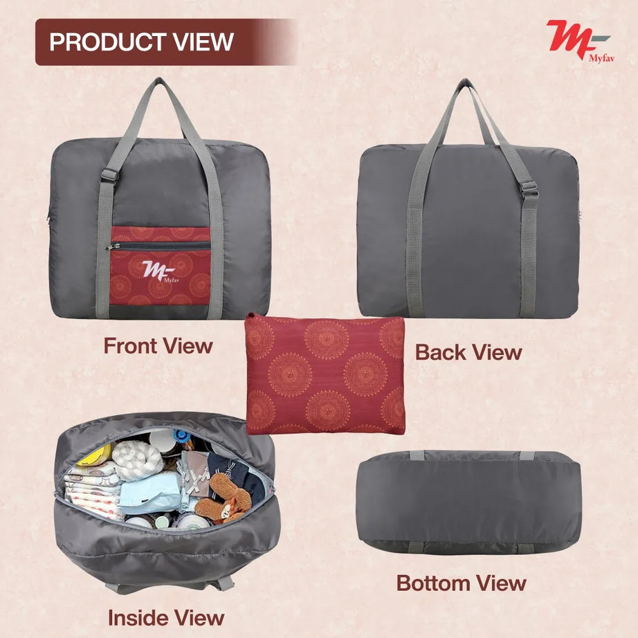 MY FAV Printed Foldable Travel Bag with Adjustable Buckels & Smooth Zipper Lightweight Waterproof Carry on Luggage Duffel Bags for Travelling Sports (6 Month Warranty)