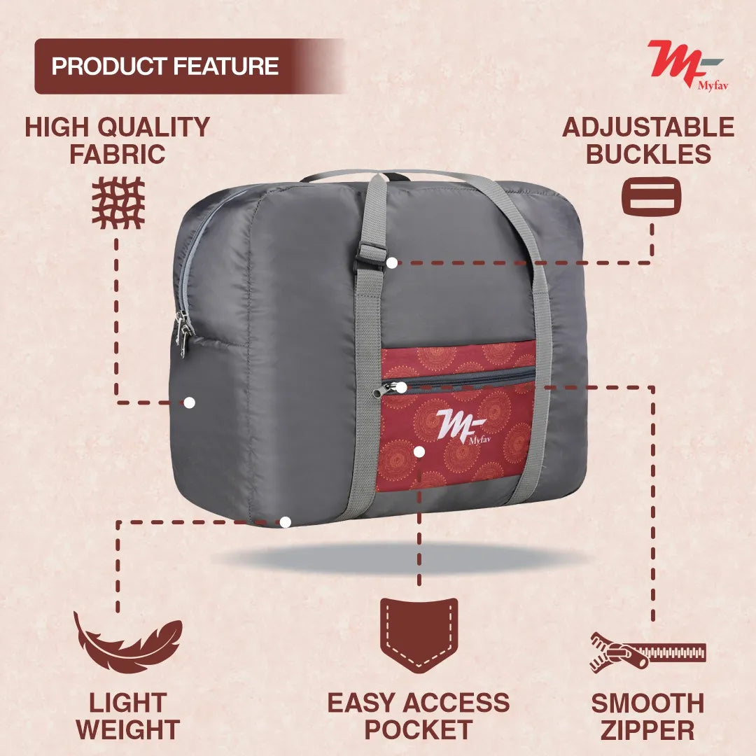 MY FAV Printed Foldable Travel Bag with Adjustable Buckels & Smooth Zipper Lightweight Waterproof Carry on Luggage Duffel Bags for Travelling Sports (6 Month Warranty)