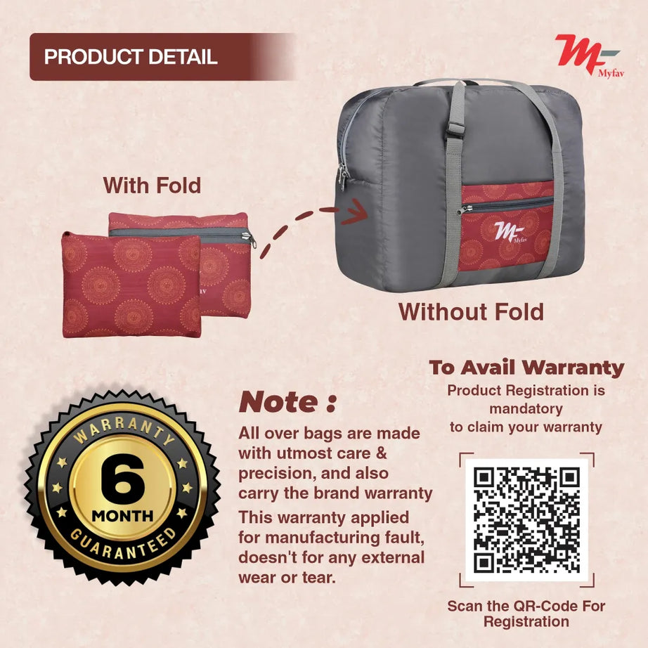 MY FAV Printed Foldable Travel Bag with Adjustable Buckels & Smooth Zipper Lightweight Waterproof Carry on Luggage Duffel Bags for Travelling Sports (6 Month Warranty)