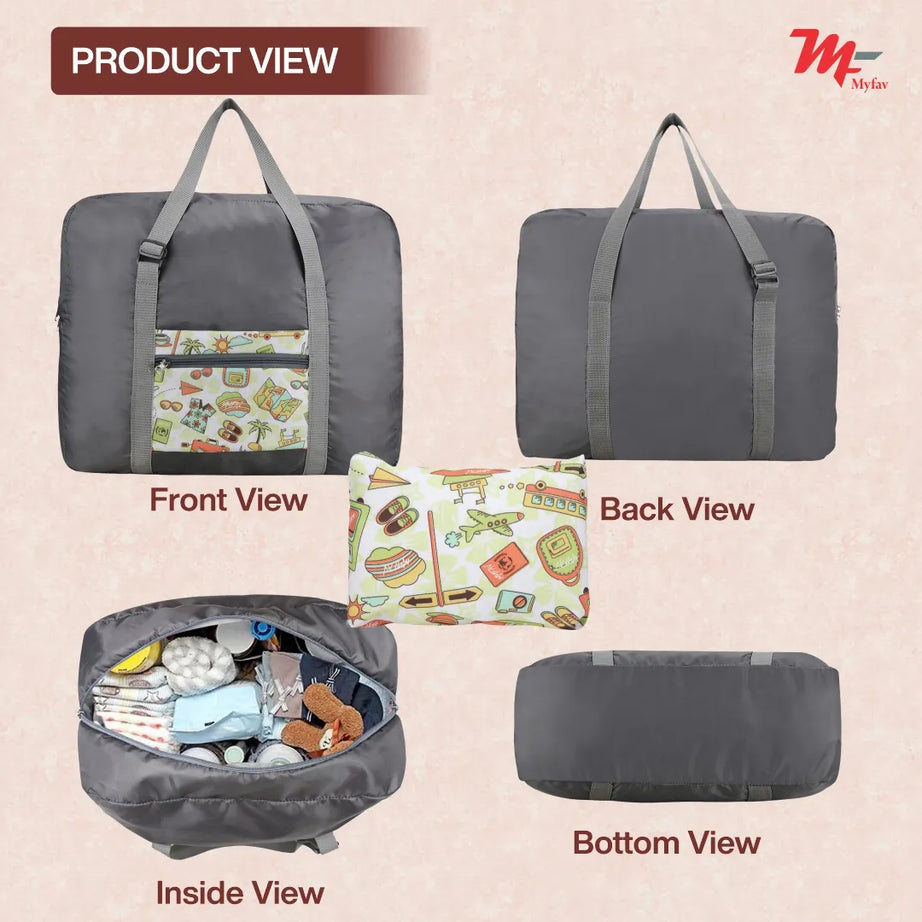 MY FAV Printed Foldable Travel Bag with Adjustable Buckels & Smooth Zipper Lightweight Waterproof Carry on Luggage Duffel Bags for Travelling Sports (6 Month Warranty)