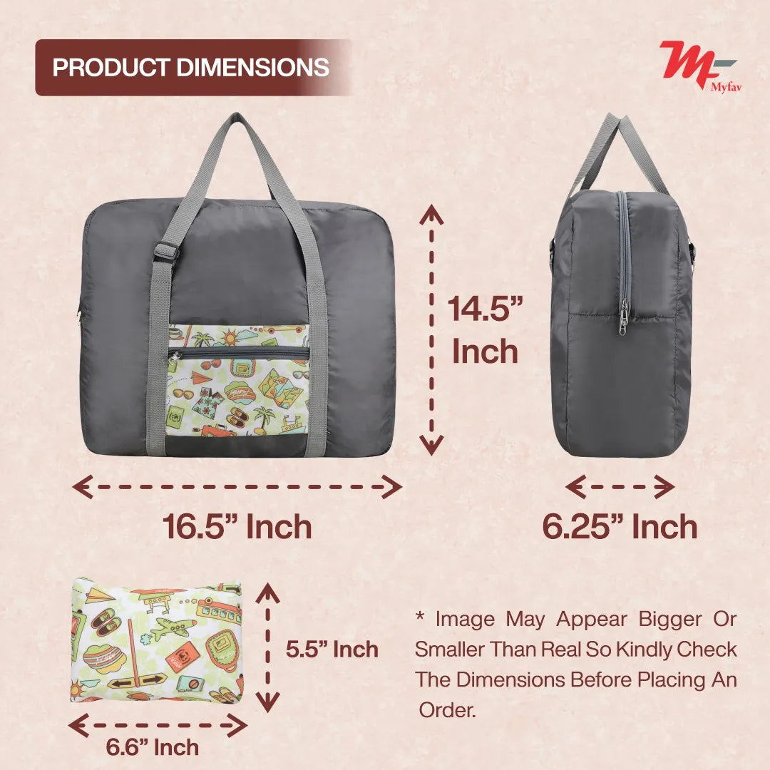 MY FAV Printed Foldable Travel Bag with Adjustable Buckels & Smooth Zipper Lightweight Waterproof Carry on Luggage Duffel Bags for Travelling Sports (6 Month Warranty)