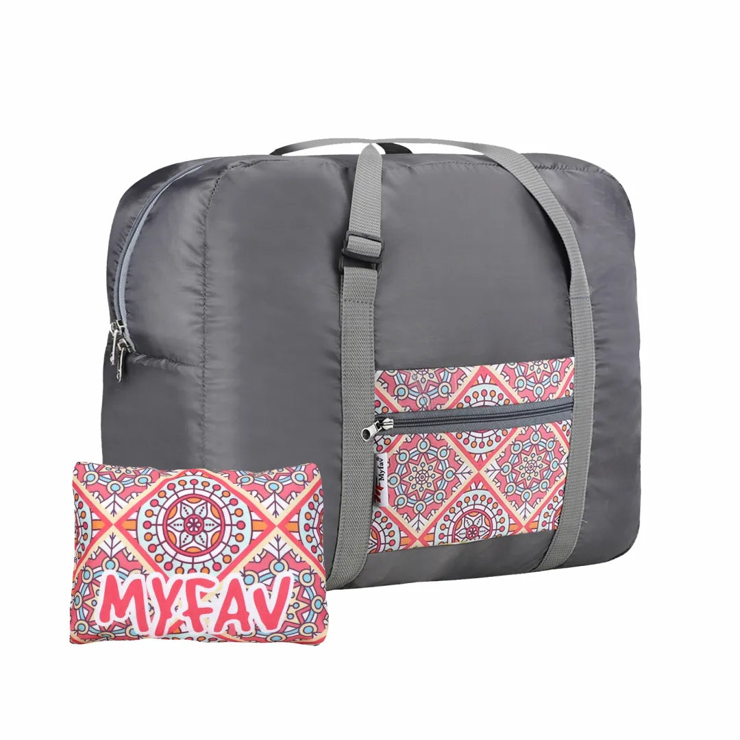 MY FAV Printed Foldable Travel Bag with Adjustable Buckels & Smooth Zipper Lightweight Waterproof Carry on Luggage Duffel Bags for Travelling Sports (6 Month Warranty)