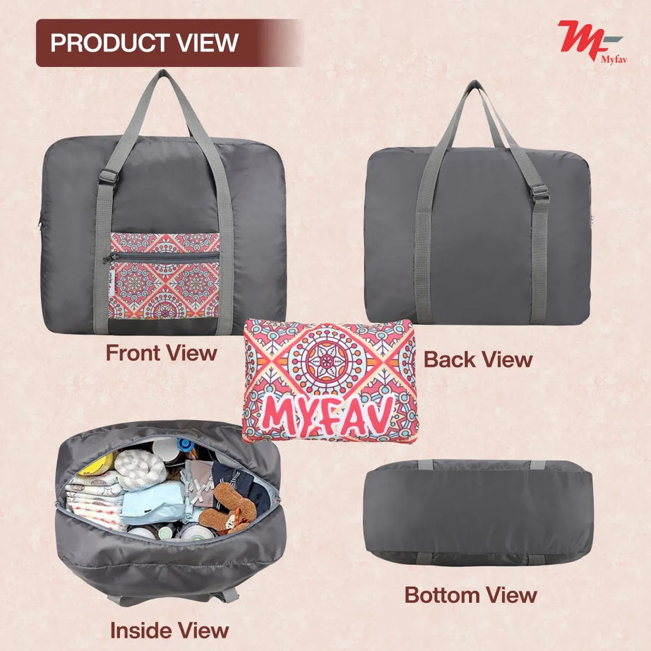 MY FAV Printed Foldable Travel Bag with Adjustable Buckels & Smooth Zipper Lightweight Waterproof Carry on Luggage Duffel Bags for Travelling Sports (6 Month Warranty)