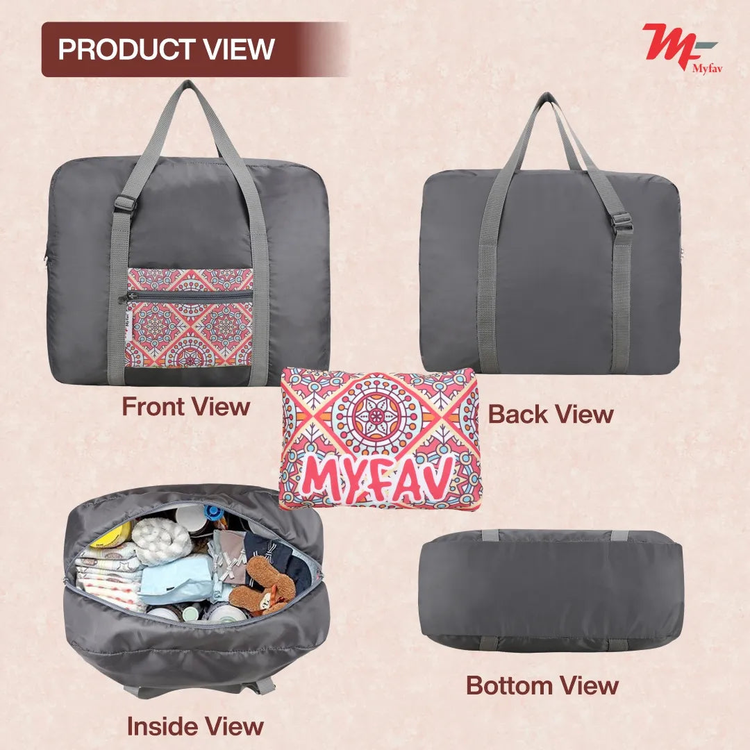 MY FAV Printed Foldable Travel Bag with Adjustable Buckels & Smooth Zipper Lightweight Waterproof Carry on Luggage Duffel Bags for Travelling Sports (6 Month Warranty)