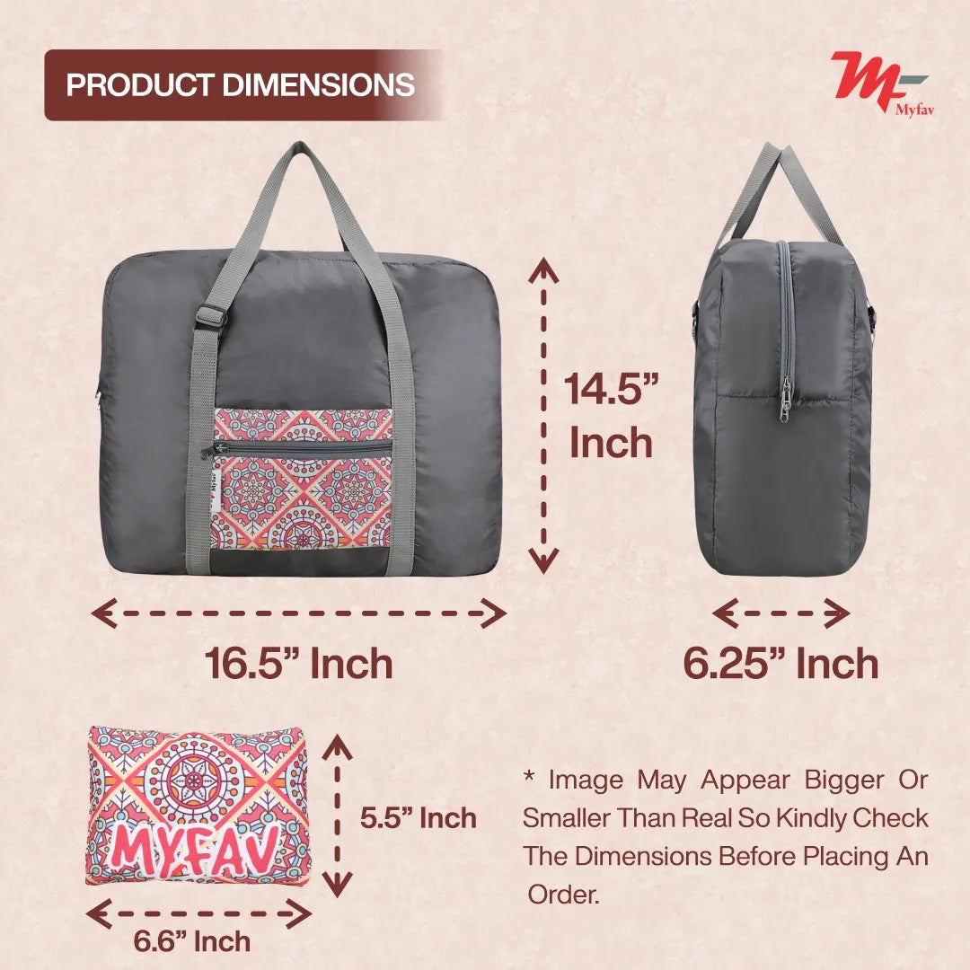 MY FAV Printed Foldable Travel Bag with Adjustable Buckels & Smooth Zipper Lightweight Waterproof Carry on Luggage Duffel Bags for Travelling Sports (6 Month Warranty)
