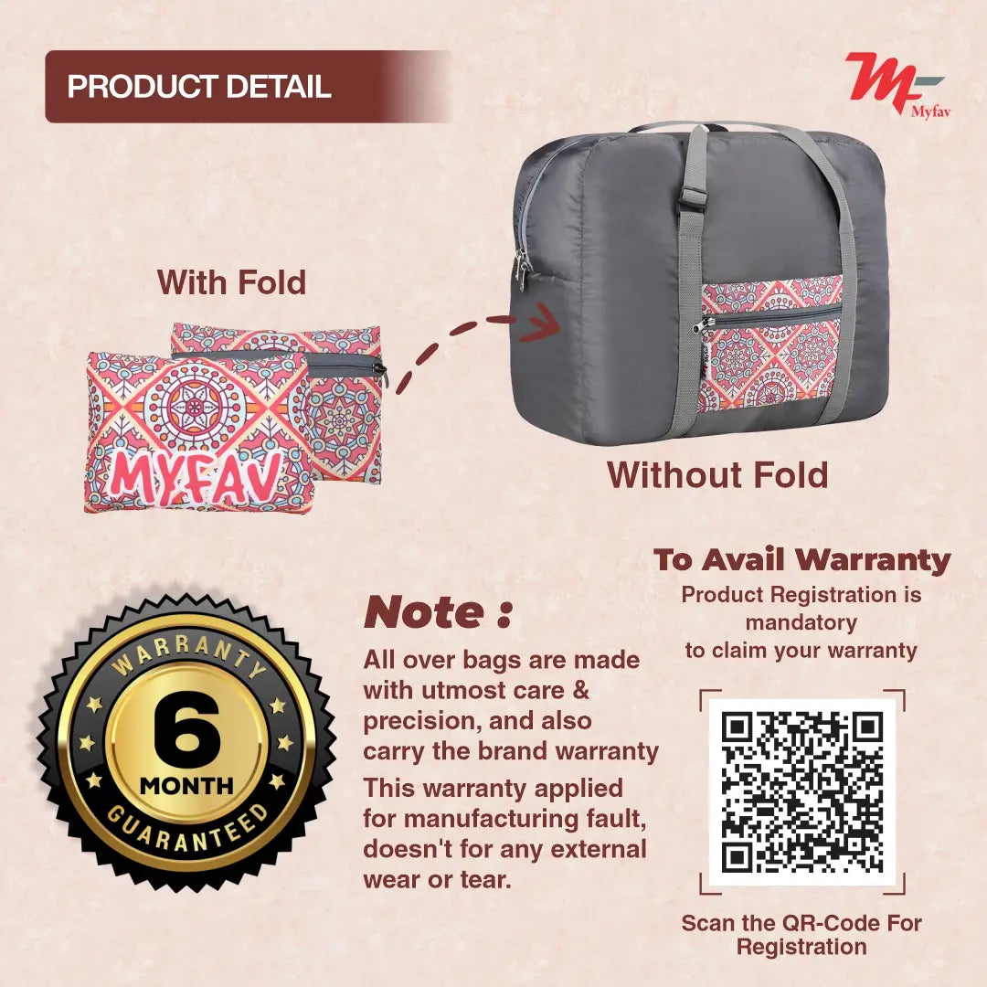 MY FAV Printed Foldable Travel Bag with Adjustable Buckels & Smooth Zipper Lightweight Waterproof Carry on Luggage Duffel Bags for Travelling Sports (6 Month Warranty)