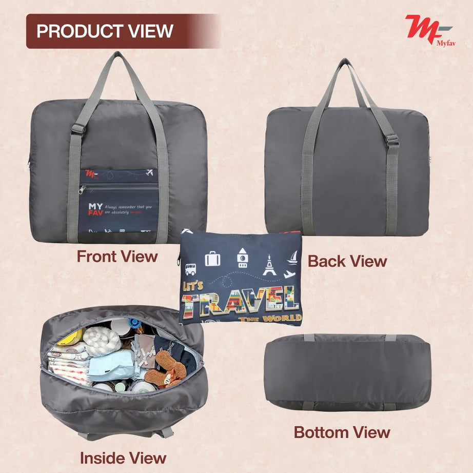 MY FAV Printed Foldable Travel Bag with Adjustable Buckels & Smooth Zipper Lightweight Waterproof Carry on Luggage Duffel Bags for Travelling Sports (6 Month Warranty)