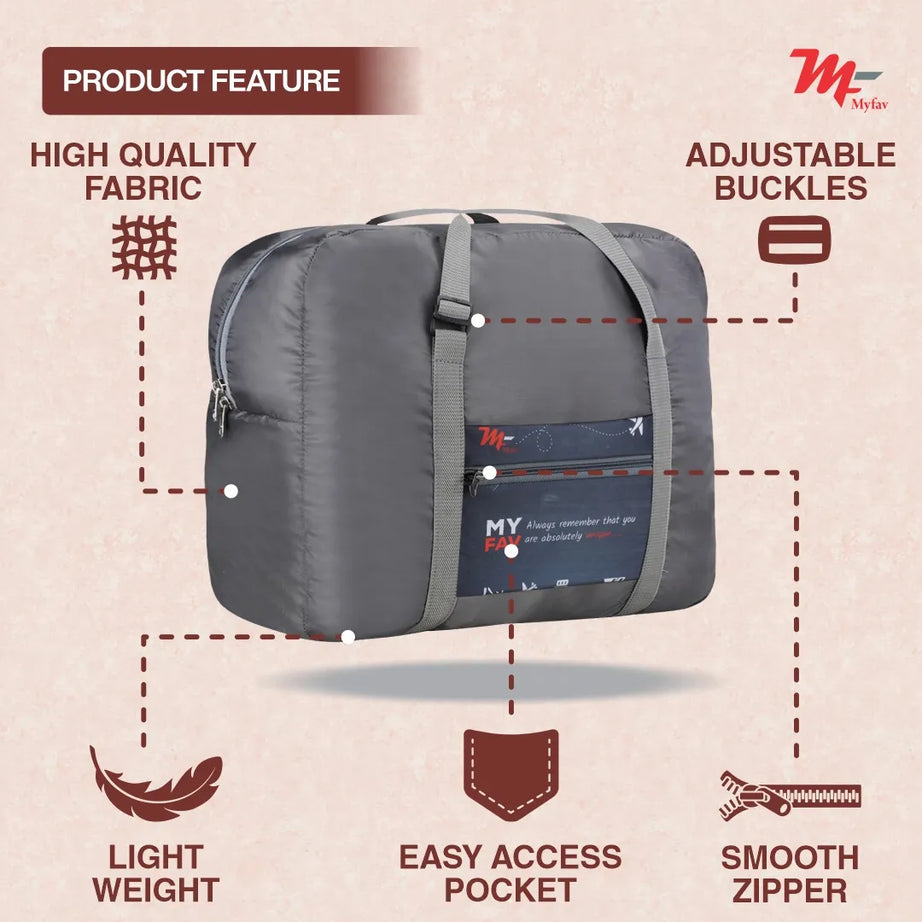 MY FAV Printed Foldable Travel Bag with Adjustable Buckels & Smooth Zipper Lightweight Waterproof Carry on Luggage Duffel Bags for Travelling Sports (6 Month Warranty)