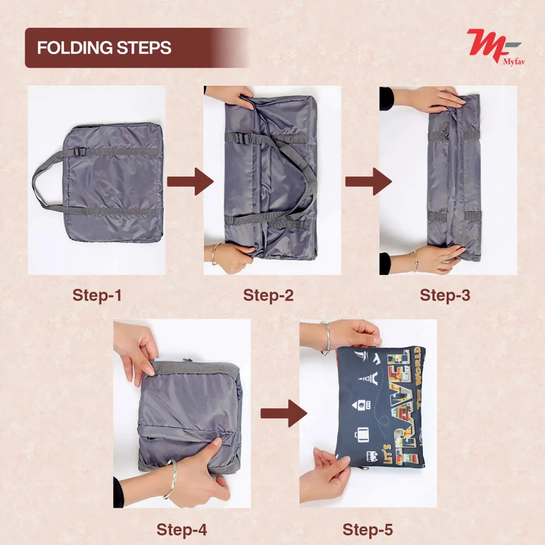 MY FAV Printed Foldable Travel Bag with Adjustable Buckels & Smooth Zipper Lightweight Waterproof Carry on Luggage Duffel Bags for Travelling Sports (6 Month Warranty)