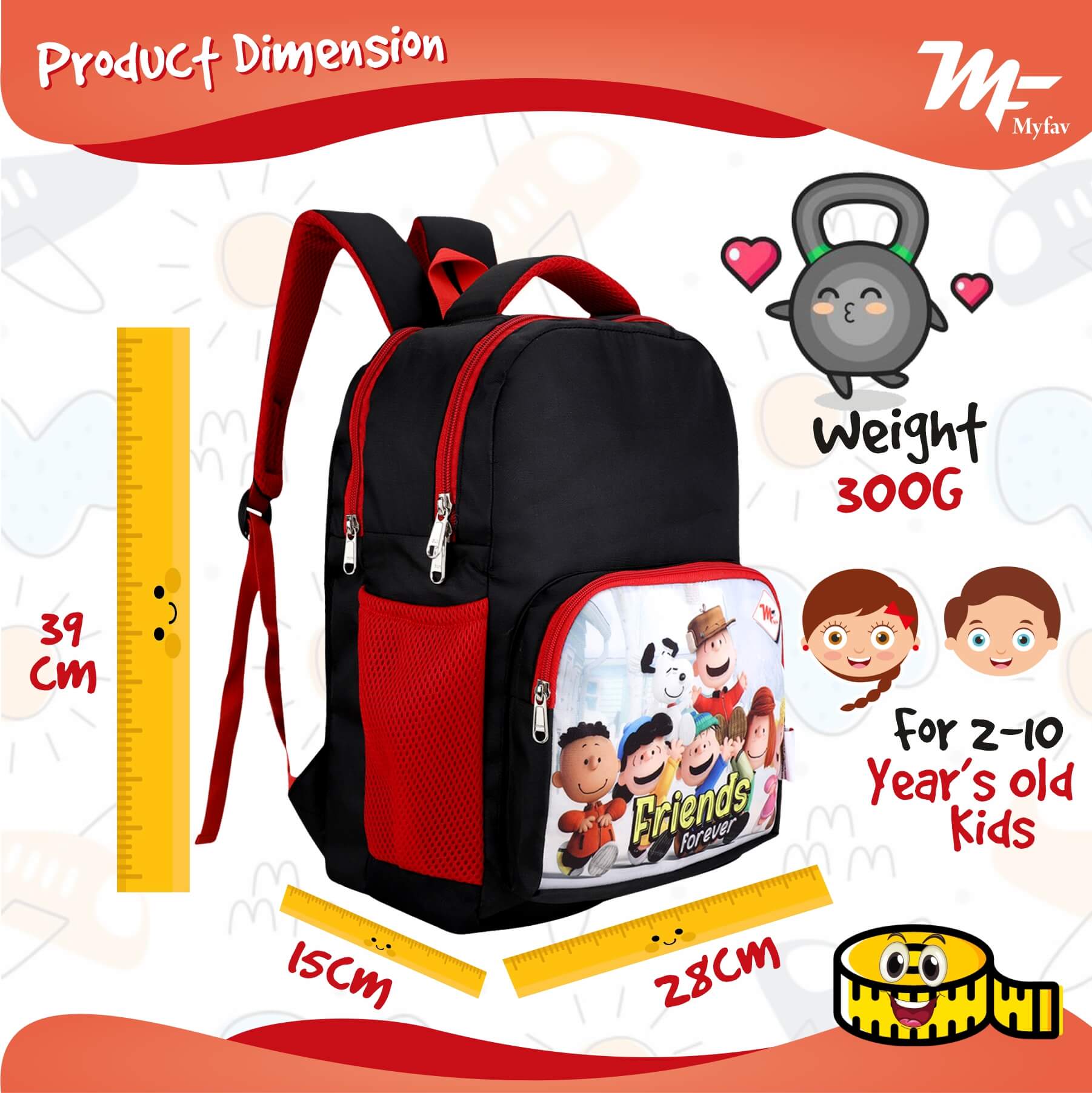 My Fav Friend Forever Kids School Bag For Girls/Boys, School, Casual, Picnic, Nursery-(2 to 10 year Old Kid)