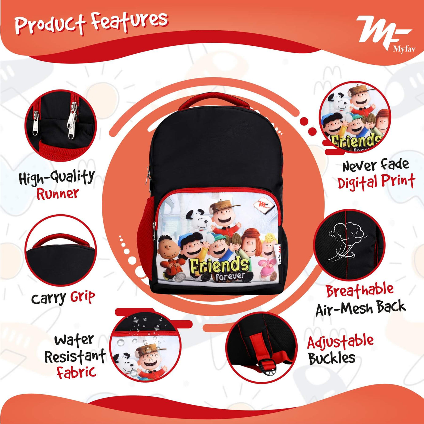 My Fav Friend Forever Kids School Bag For Girls/Boys, School, Casual, Picnic, Nursery-(2 to 10 year Old Kid)