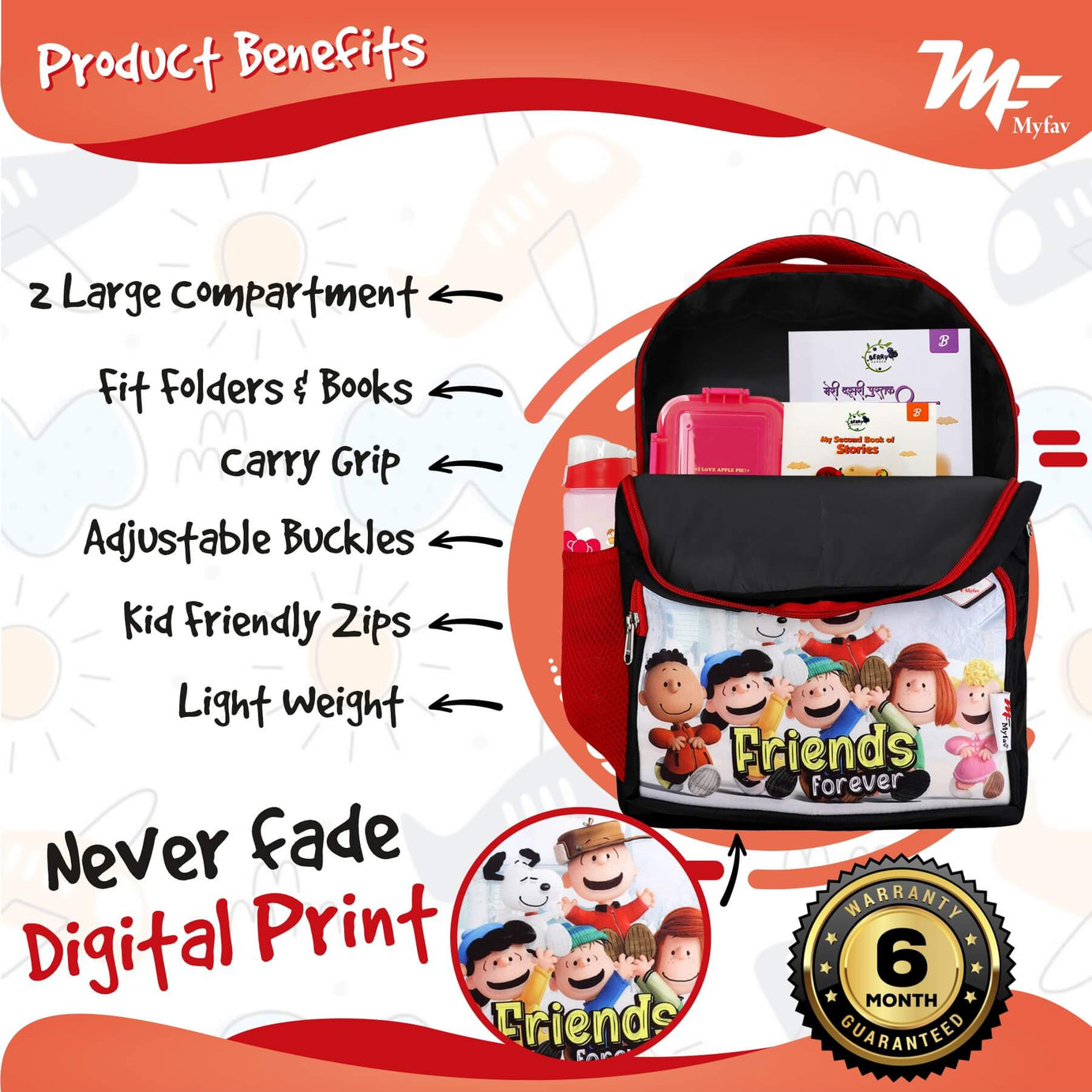 My Fav Friend Forever Kids School Bag For Girls/Boys, School, Casual, Picnic, Nursery-(2 to 10 year Old Kid)