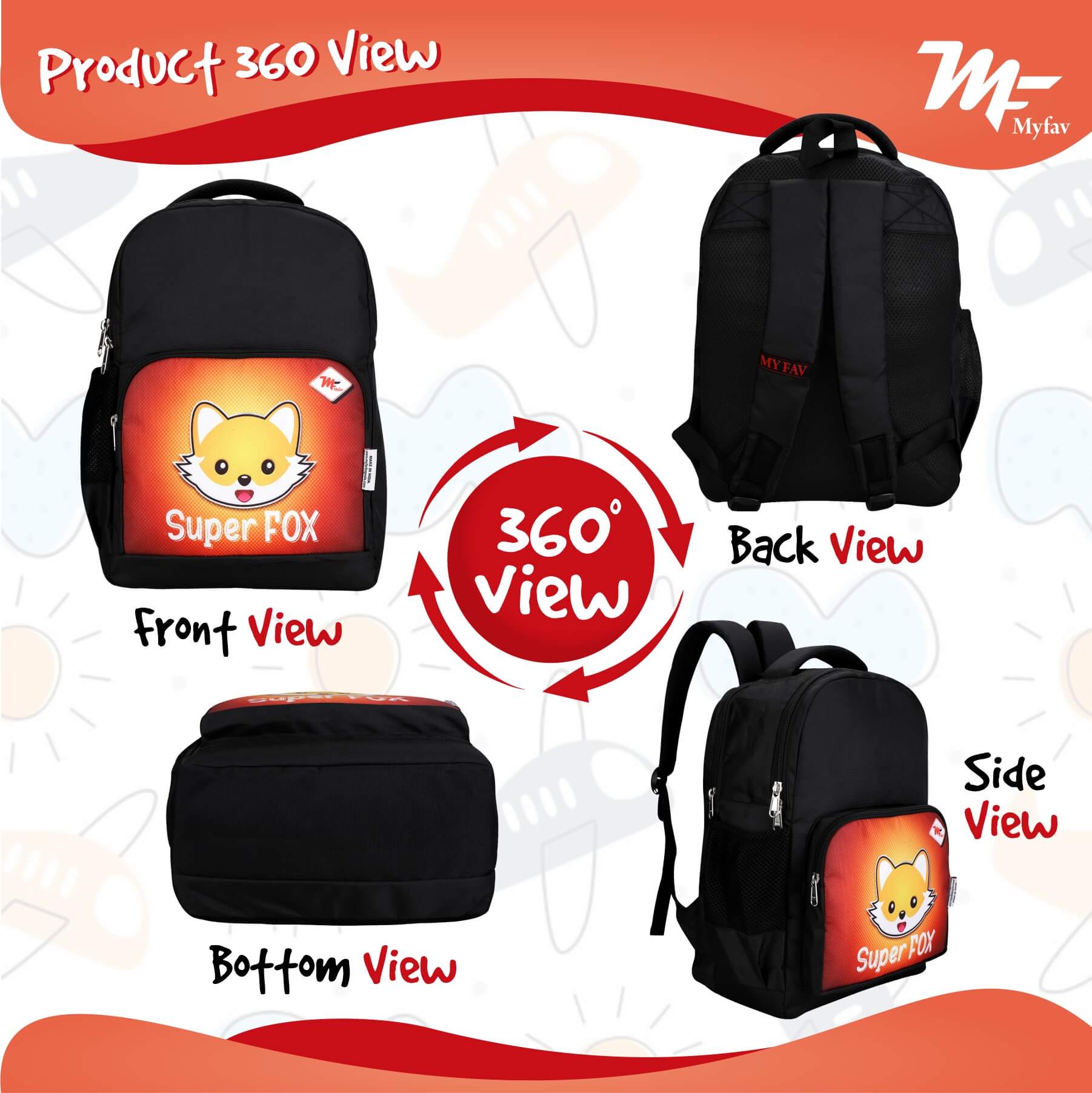 My Fav Super Fox Kids School Bag For Girls/Boys, School, Casual, Picnic, Nursery-(2 to 10 year Old Kid)
