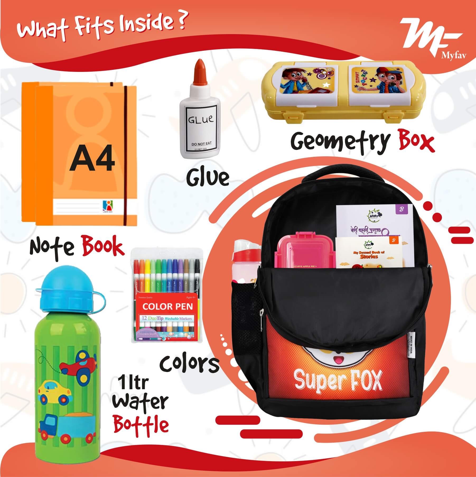 My Fav Super Fox Kids School Bag For Girls/Boys, School, Casual, Picnic, Nursery-(2 to 10 year Old Kid)