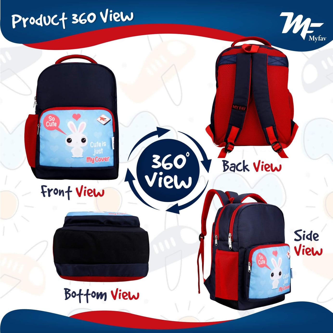 My Fav Cute Bunny Kids School Bag For Girls/Boys, School, Casual, Picnic, Nursery-(2 to 10 year Old Kid)