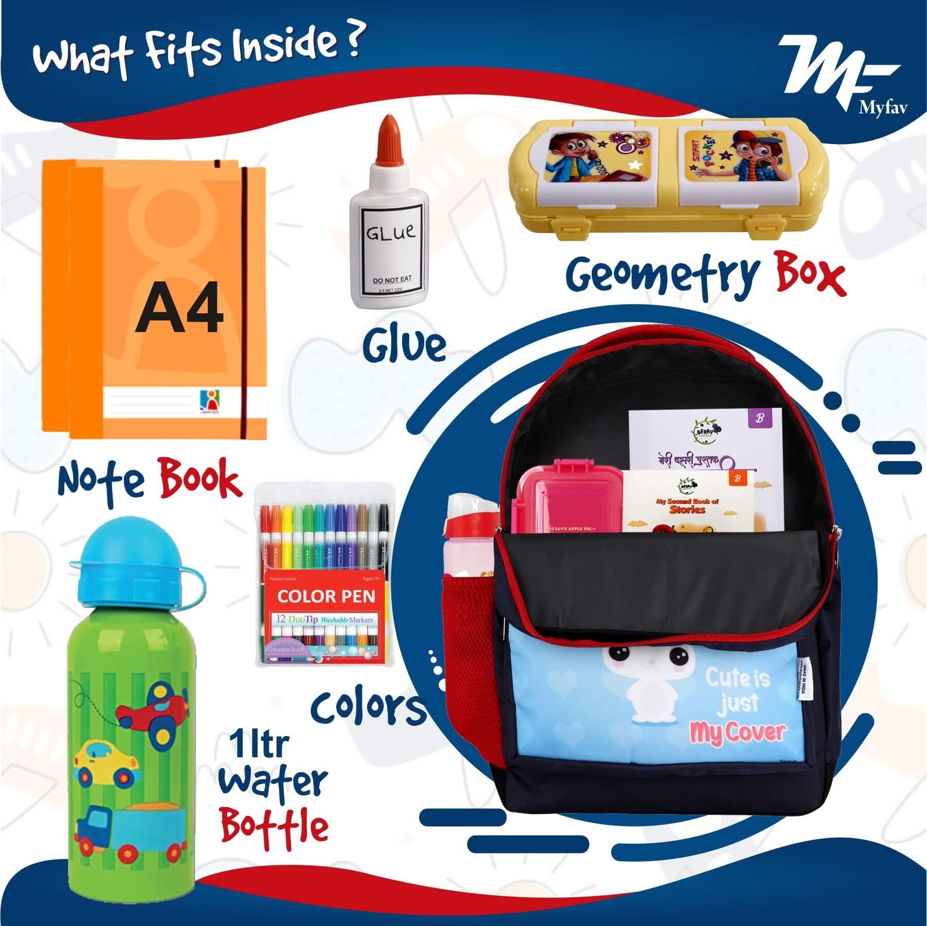 My Fav Cute Bunny Kids School Bag For Girls/Boys, School, Casual, Picnic, Nursery-(2 to 10 year Old Kid)