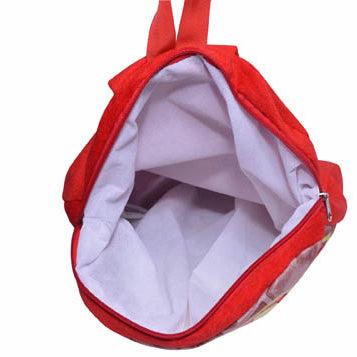 My Fav Digital Print Soft Velvet Fabric Kids Playschool Bag - Red Picknick Bag