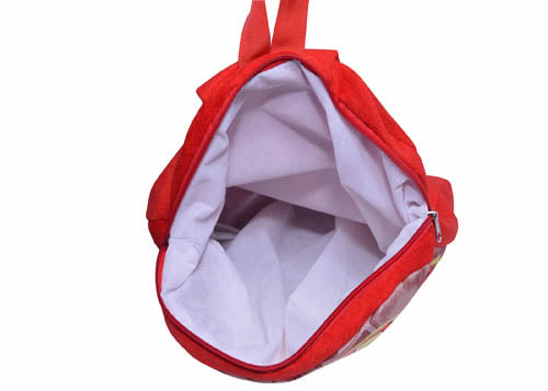 My Fav Digital Print Soft Velvet Fabric Kids Playschool Bag - Red Picknick Bag