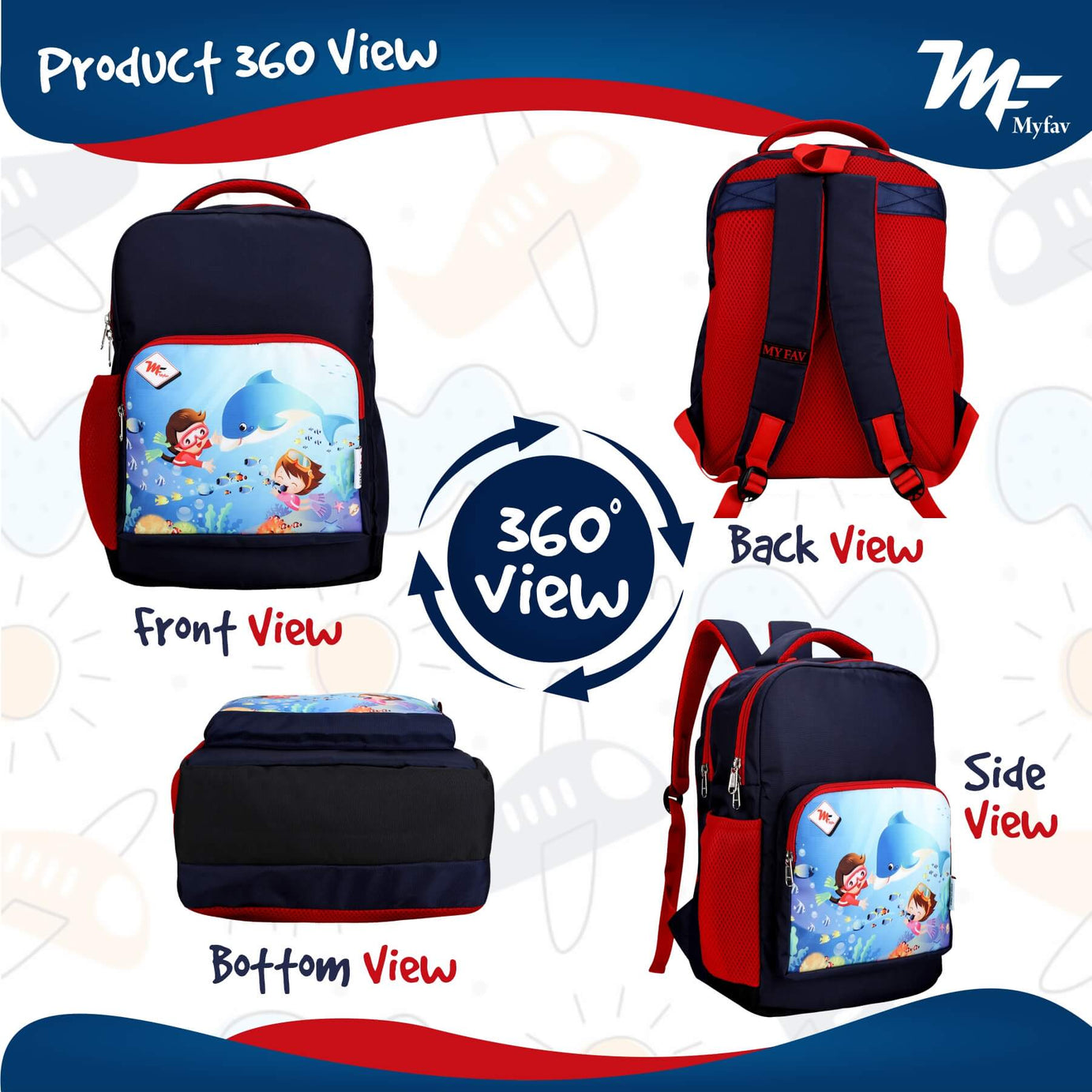 My Fav Cute Cartoon Kids School Bag For Girls/Boys, School, Casual, Picnic, Nursery-(2 to 10 year Old Kid)