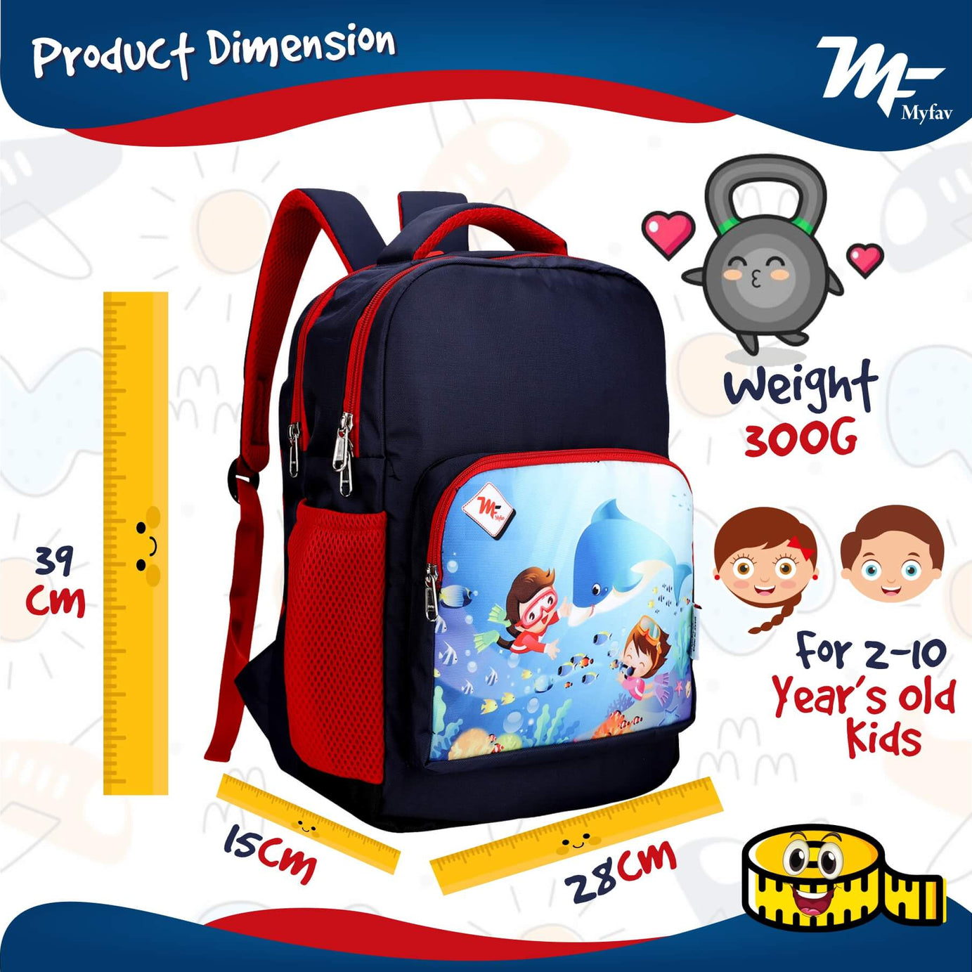 My Fav Cute Cartoon Kids School Bag For Girls/Boys, School, Casual, Picnic, Nursery-(2 to 10 year Old Kid)