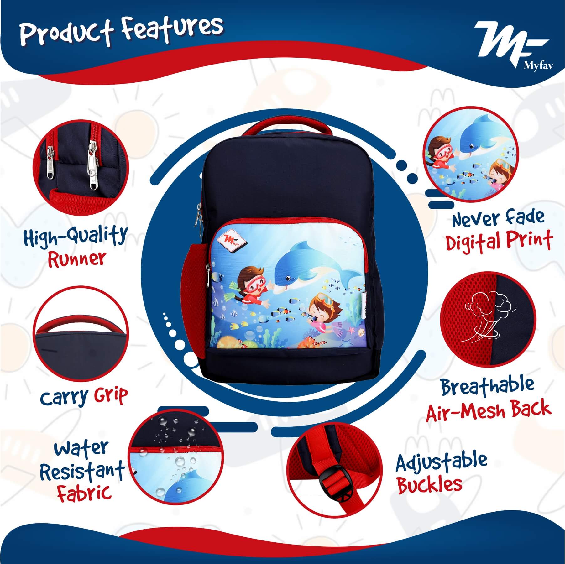 My Fav Cute Cartoon Kids School Bag For Girls/Boys, School, Casual, Picnic, Nursery-(2 to 10 year Old Kid)