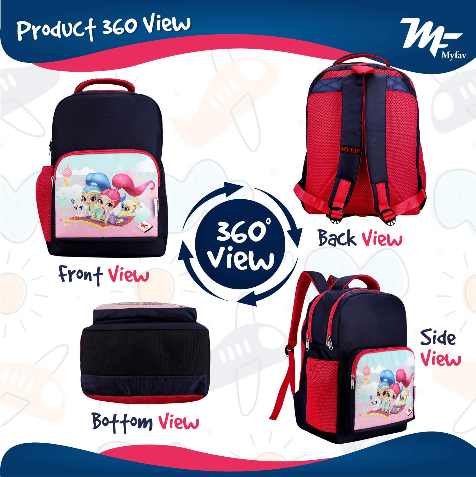 My Fav Cute Cartoon Kids School Bag For Girls/Boys, School, Casual, Picnic, Nursery-(2 to 10 year Old Kid)
