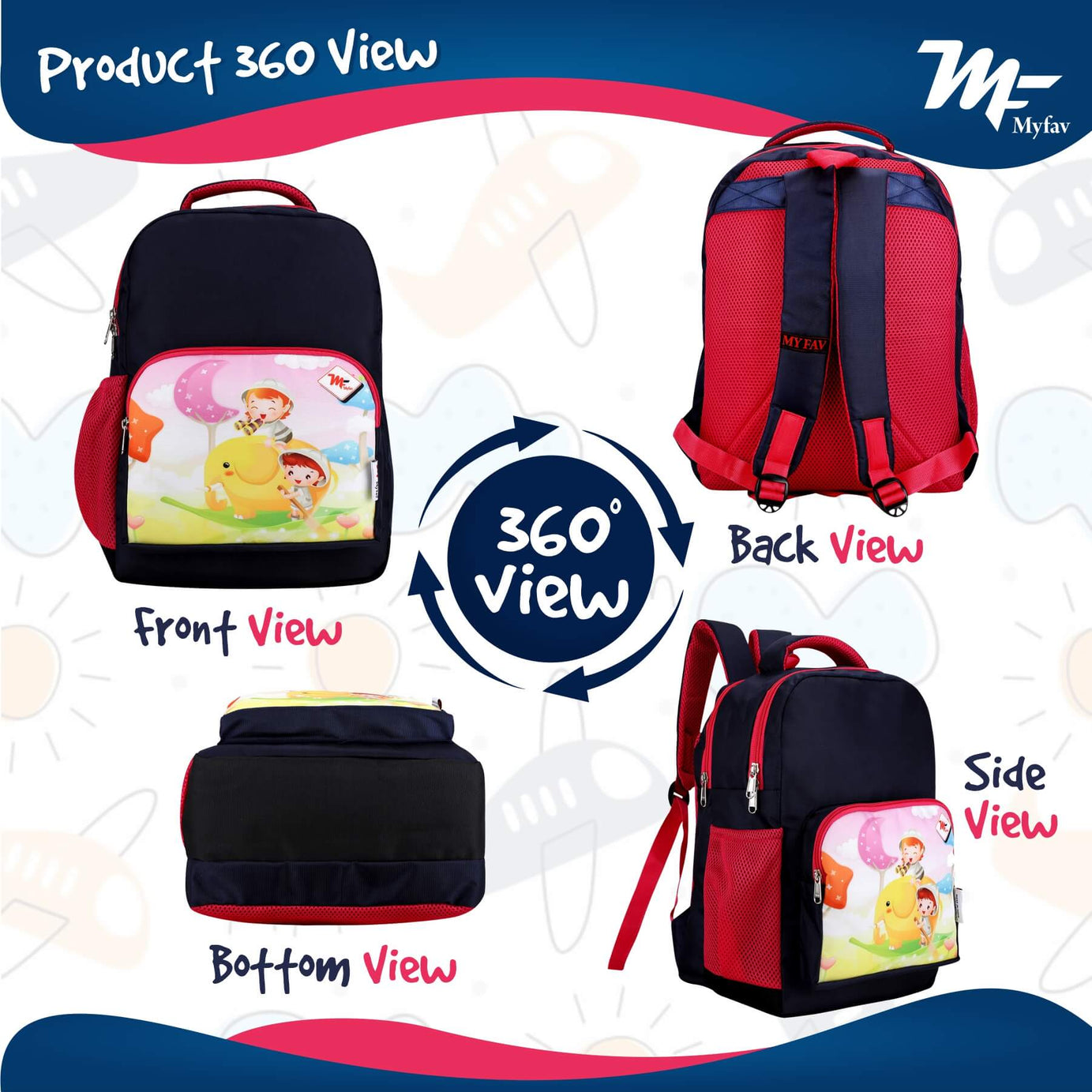 My Fav Cute Cartoon Kids School Bag For Girls/Boys, School, Casual, Picnic, Nursery-(2 to 10 year Old Kid)