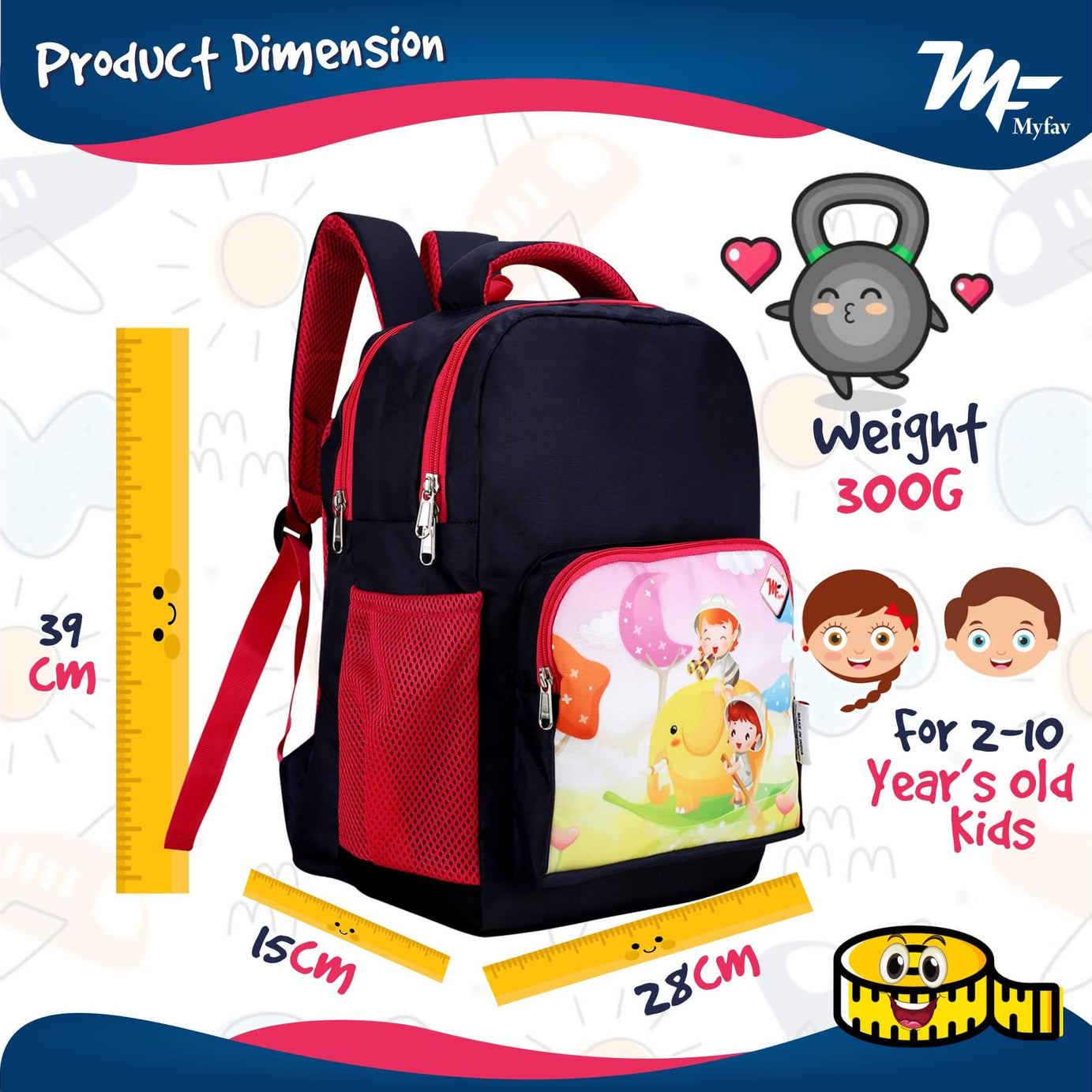 My Fav Cute Cartoon Kids School Bag For Girls/Boys, School, Casual, Picnic, Nursery-(2 to 10 year Old Kid)