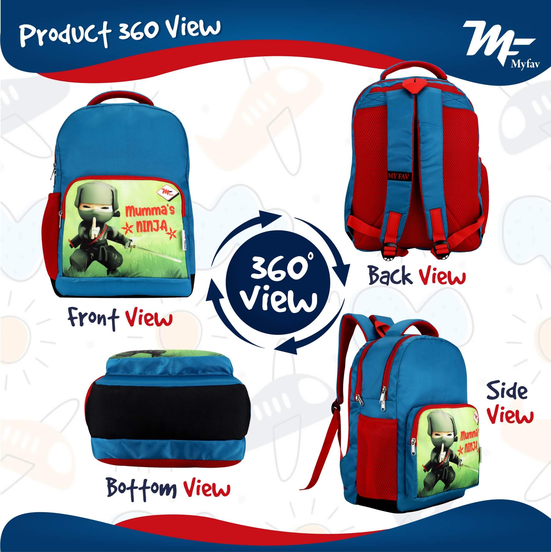 My Fav Mumma's Ninja Kids School Bag For Girls/Boys, School, Casual, Picnic, Nursery-(2 to 10 year Old Kid)