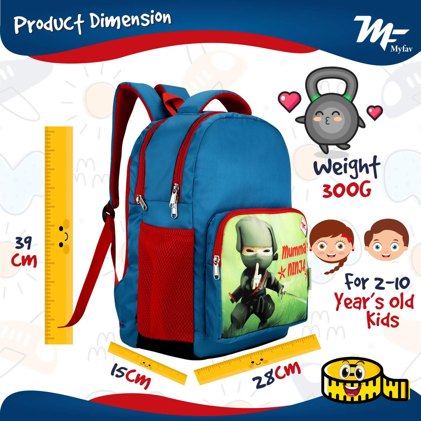 My Fav Mumma's Ninja Kids School Bag For Girls/Boys, School, Casual, Picnic, Nursery-(2 to 10 year Old Kid)
